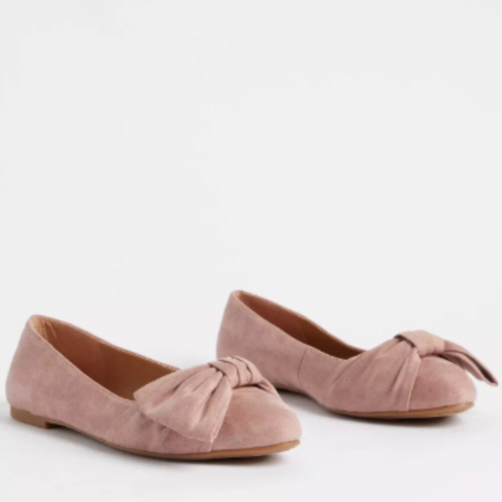 Torrid Blush Pointed Toe Bow Flat (6WW) -NWT